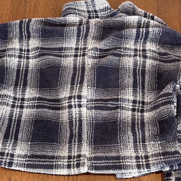 NWT VINTAGE Havana Blue Plaid Furry Jacket Junior Medium - Picture 5 of 6